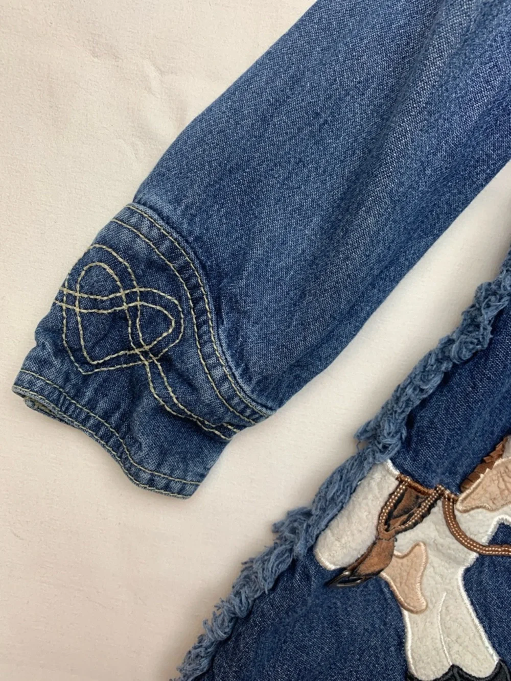 vintage le top 4 t Kids Denim Horse Appliqué Jacket dress Corduroy Collar oshkos